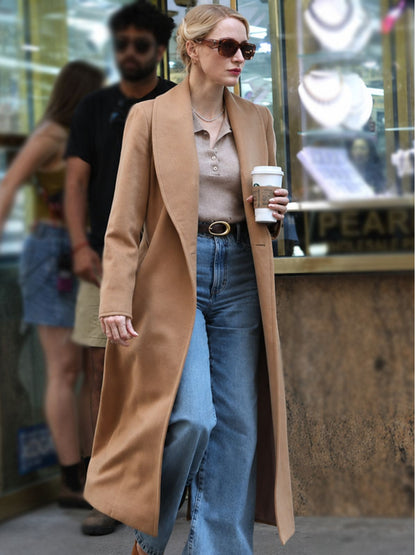 Off Weeks Jessica Chastain Brown Wool Coat