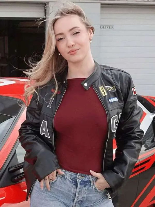 Olivia Hartley Black Racer Leather Jacket