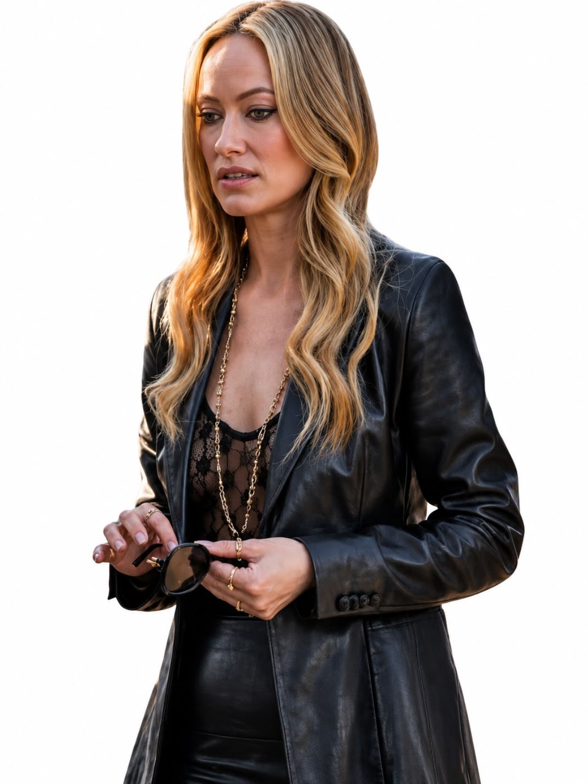 Olivia Wilde Behemoth Black Leather Blazer