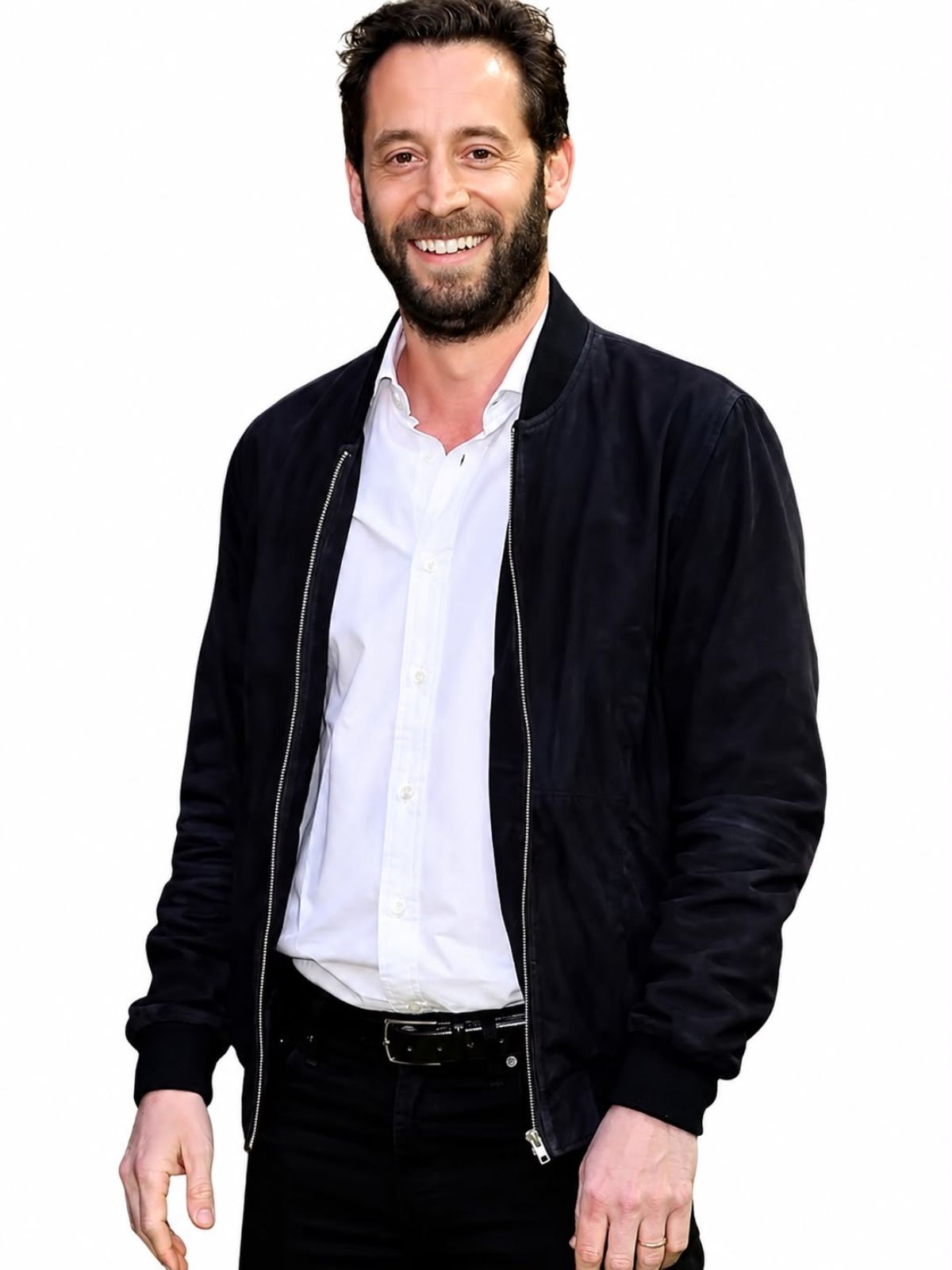 Olivier Kaempfer Finding Emily Black Suede Bomber Leather Jacket