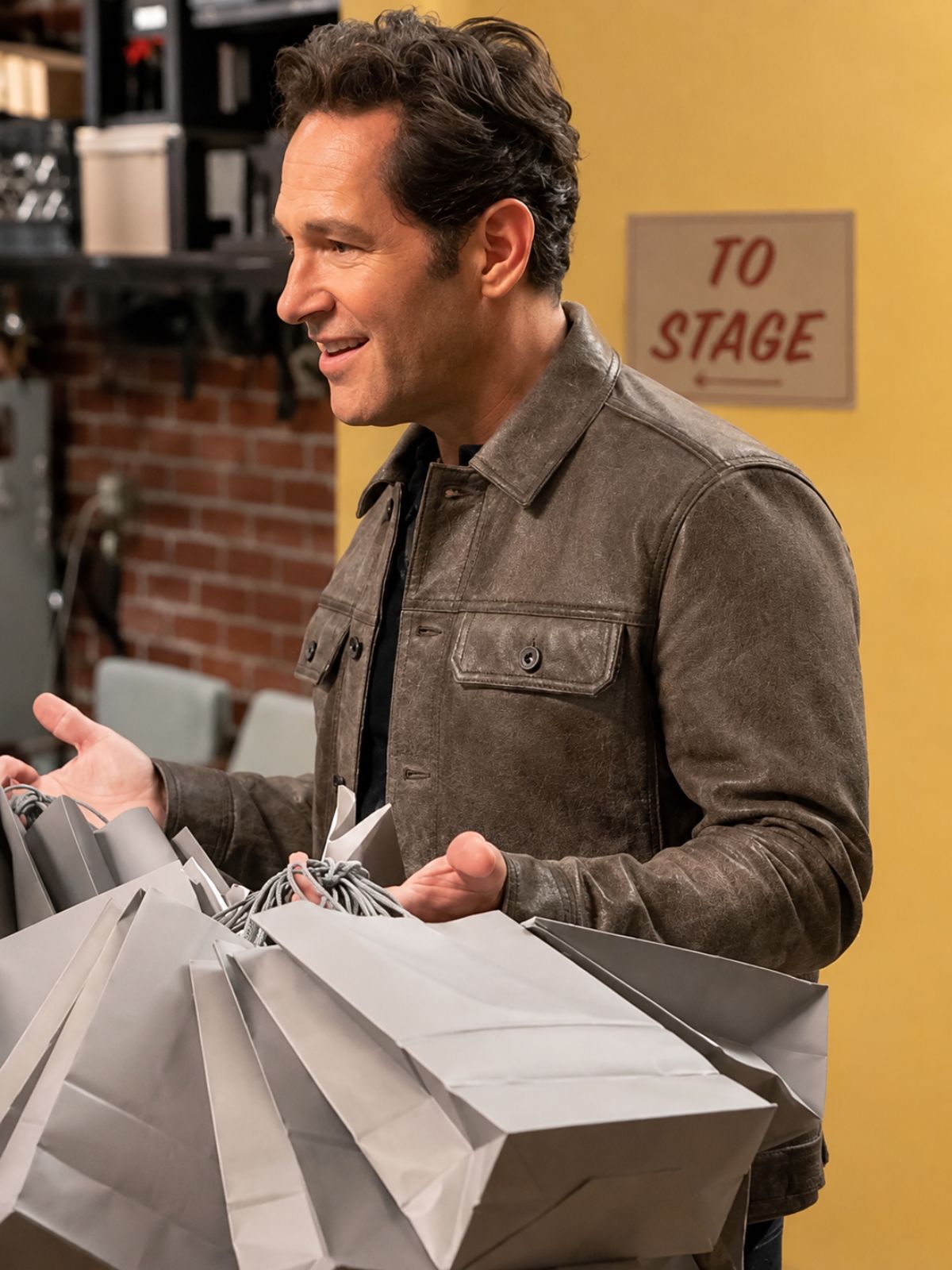 Only Murders in the Building Paul Rudd Brown Leather Jacket