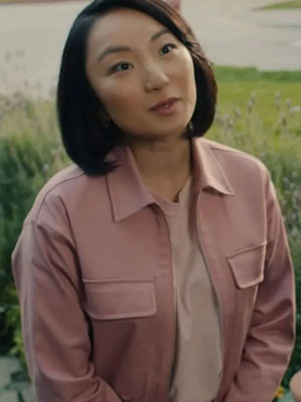 Poppy Liu No Good Deed 2025 Pink Jacket