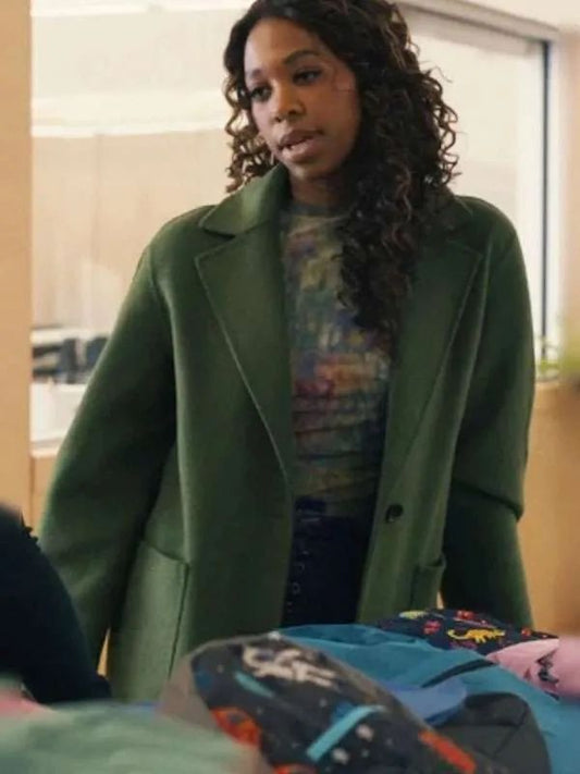 Providence Falls S01 Suzette Deveraux Green Wool Trench Coat