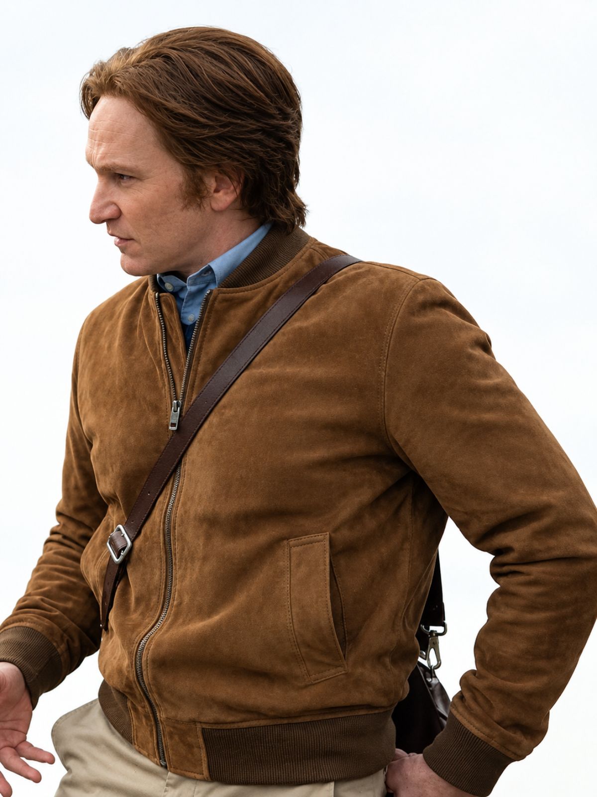 Ride or Die Jamie Parker Brown Suede Leather Bomber Jacket