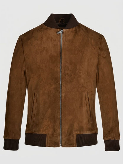 Ride or Die Jamie Parker Brown Suede Leather Bomber Jacket