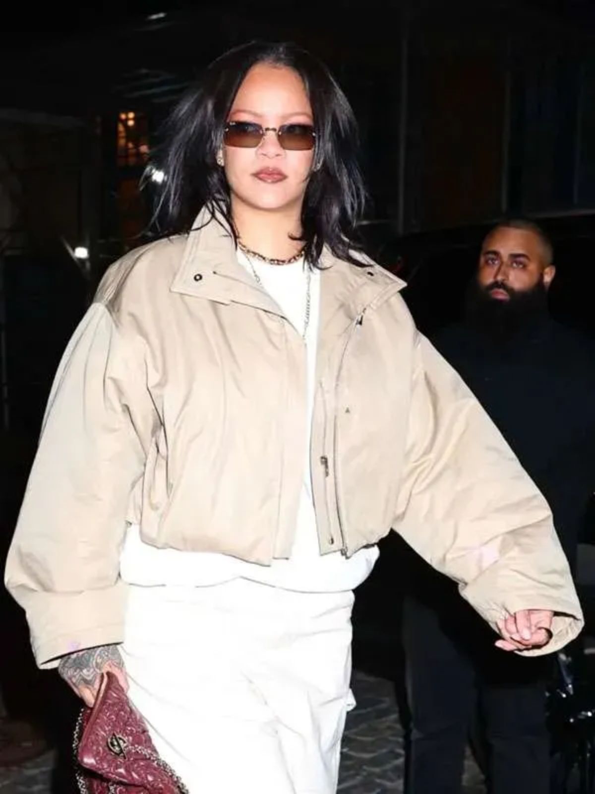 Rihanna Rza NYC Beige Cotton Cropped Jacket