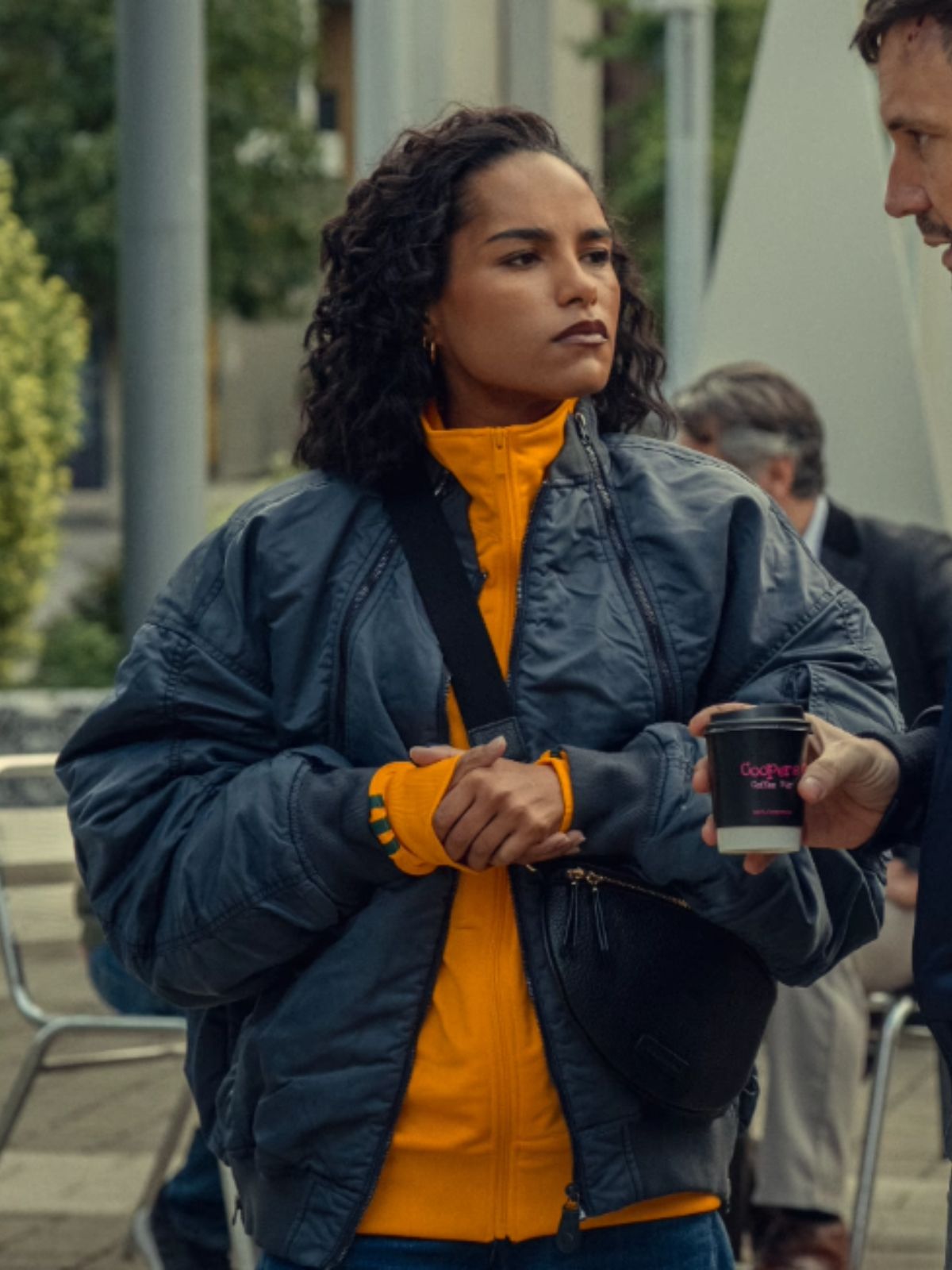 Saffron Hocking Hit Point Gray Bomber Jacket