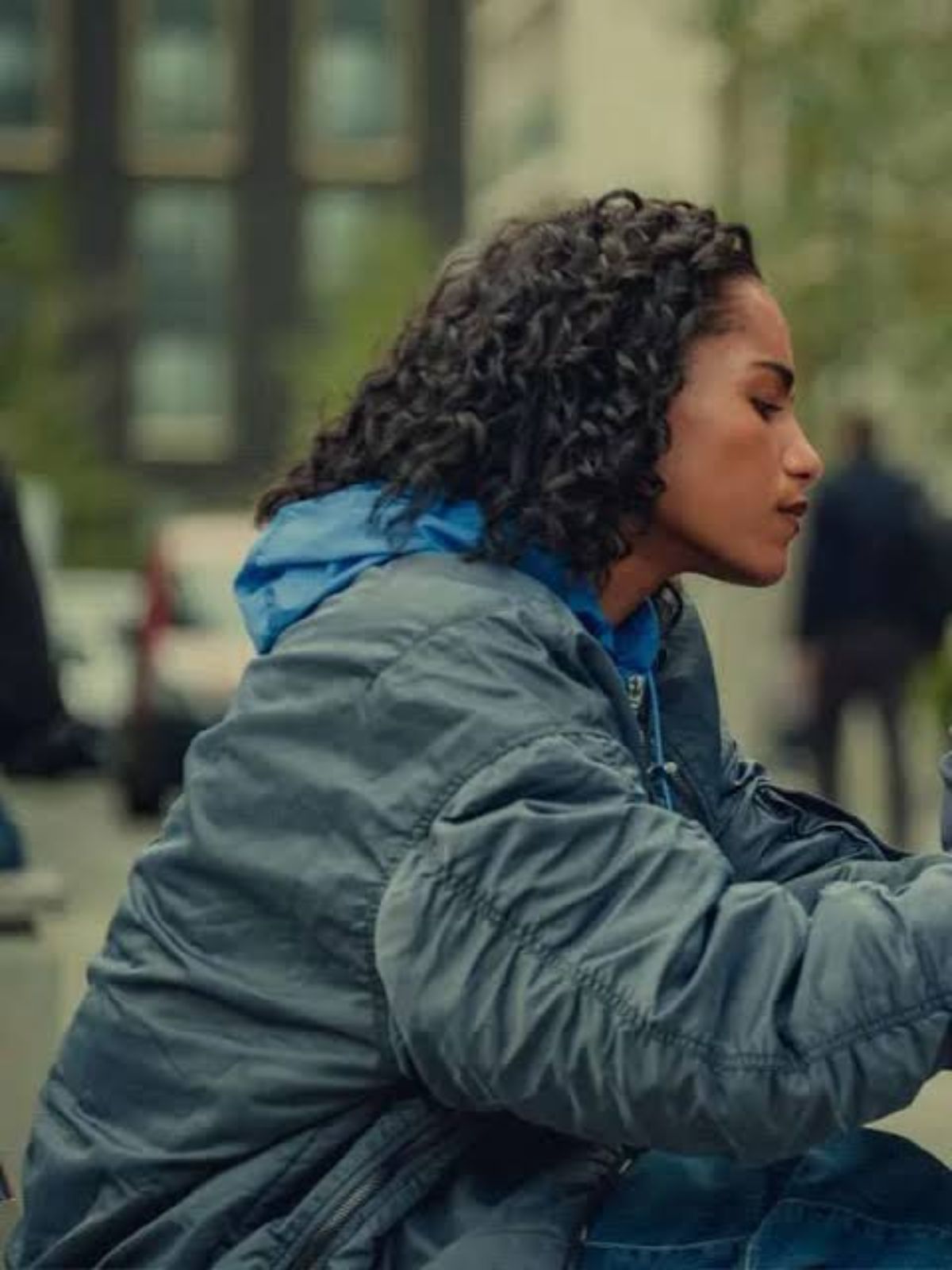 Saffron Hocking Hit Point Gray Bomber Jacket