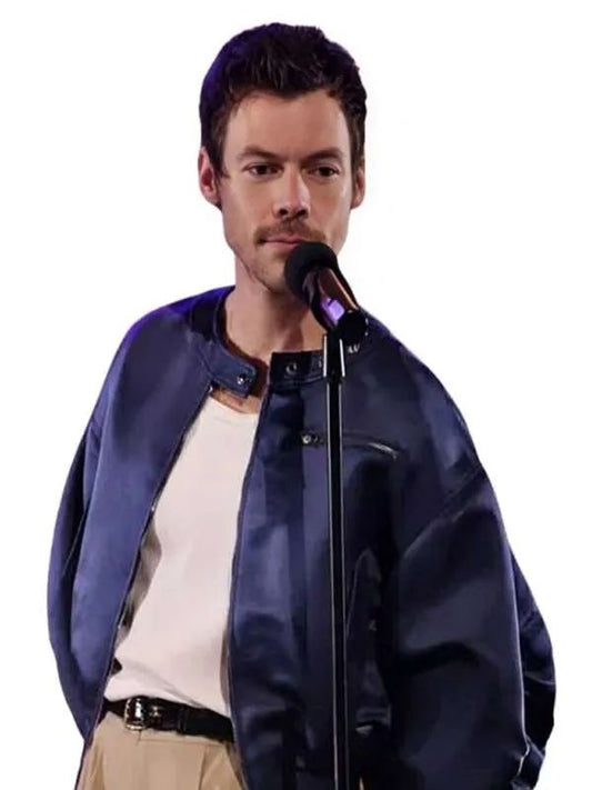 Saturday Night Live S51 Harry Styles Blue Satin Bomber Jacket
