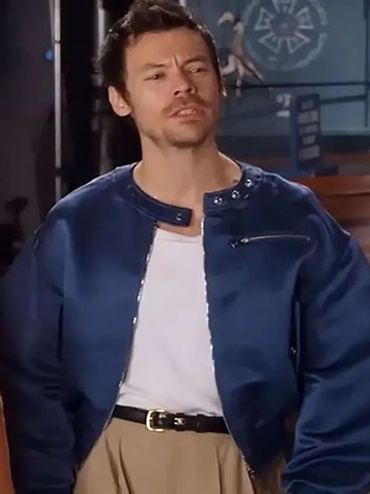 Saturday Night Live S51 Harry Styles Blue Satin Bomber Jacket
