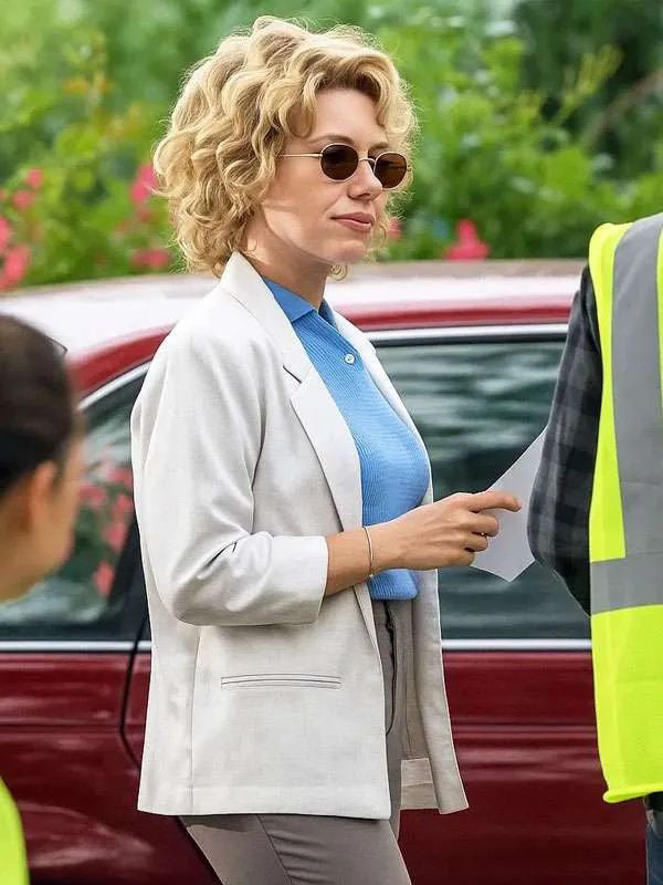 Scarlett Johansson Paper Tiger White Cotton Blazer