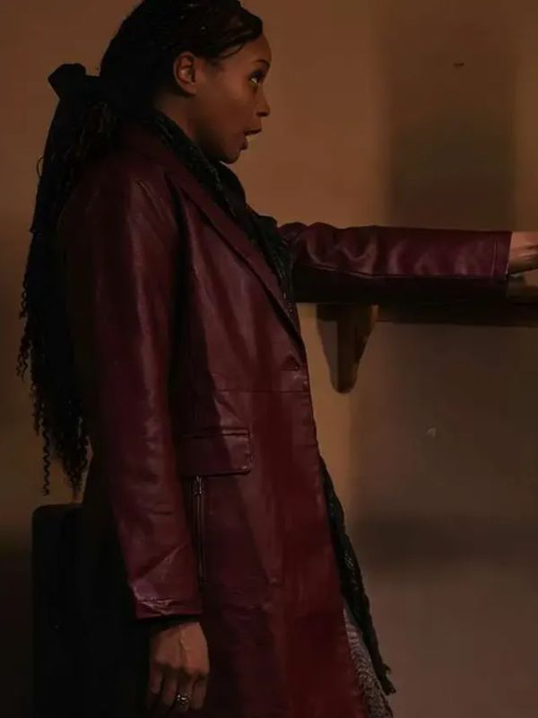 Short Fuse Zari Alisha Rose Maroon Leather Coat