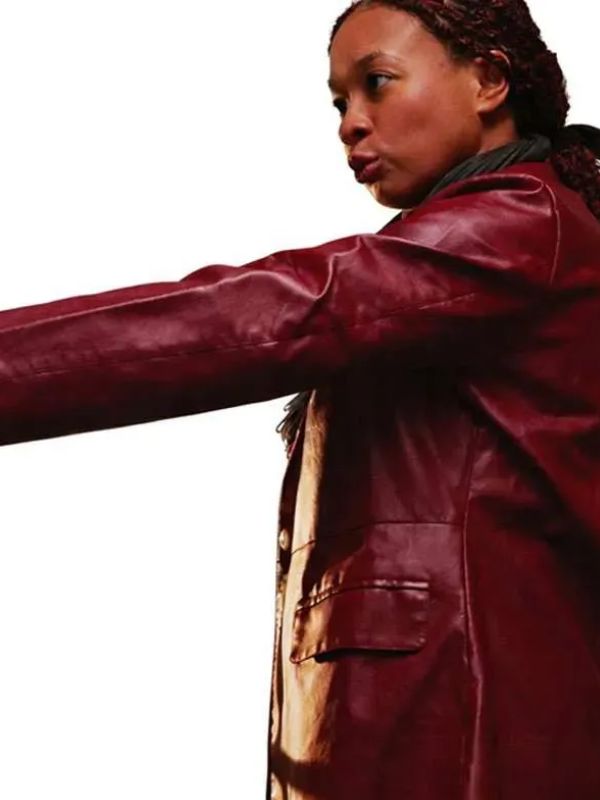 Short Fuse Zari Alisha Rose Maroon Leather Coat
