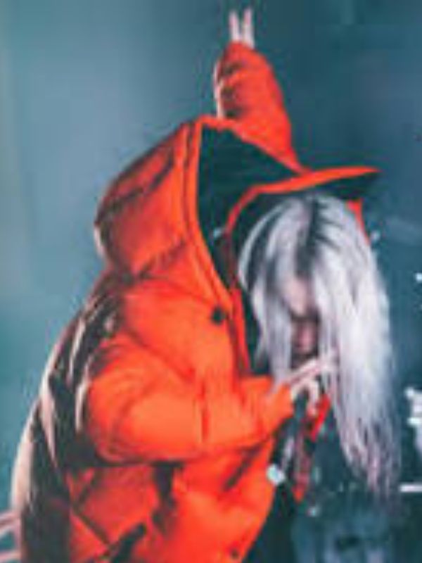 Singer Bil­lie Eil­ish Red Puffer Jacket