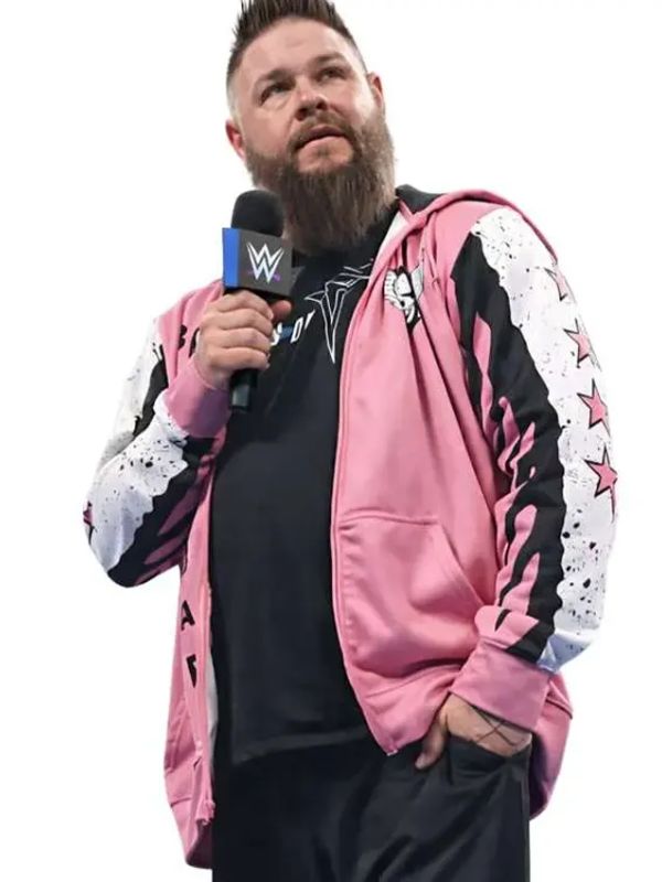 SmackDown Wrestler Kevin Owens Pink Hooded Jacket