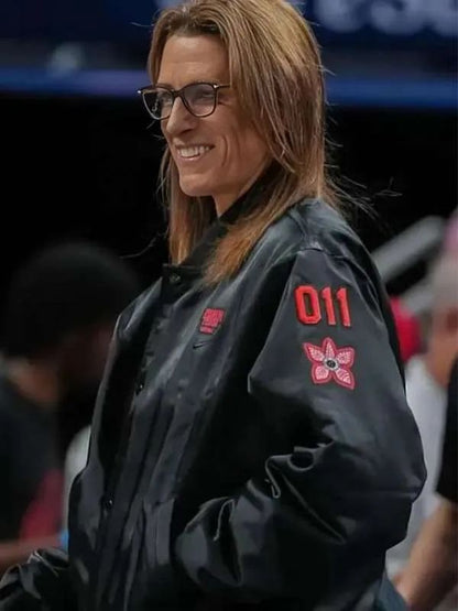 Stephanie White Stranger Things S05 Black Bomber Jacket