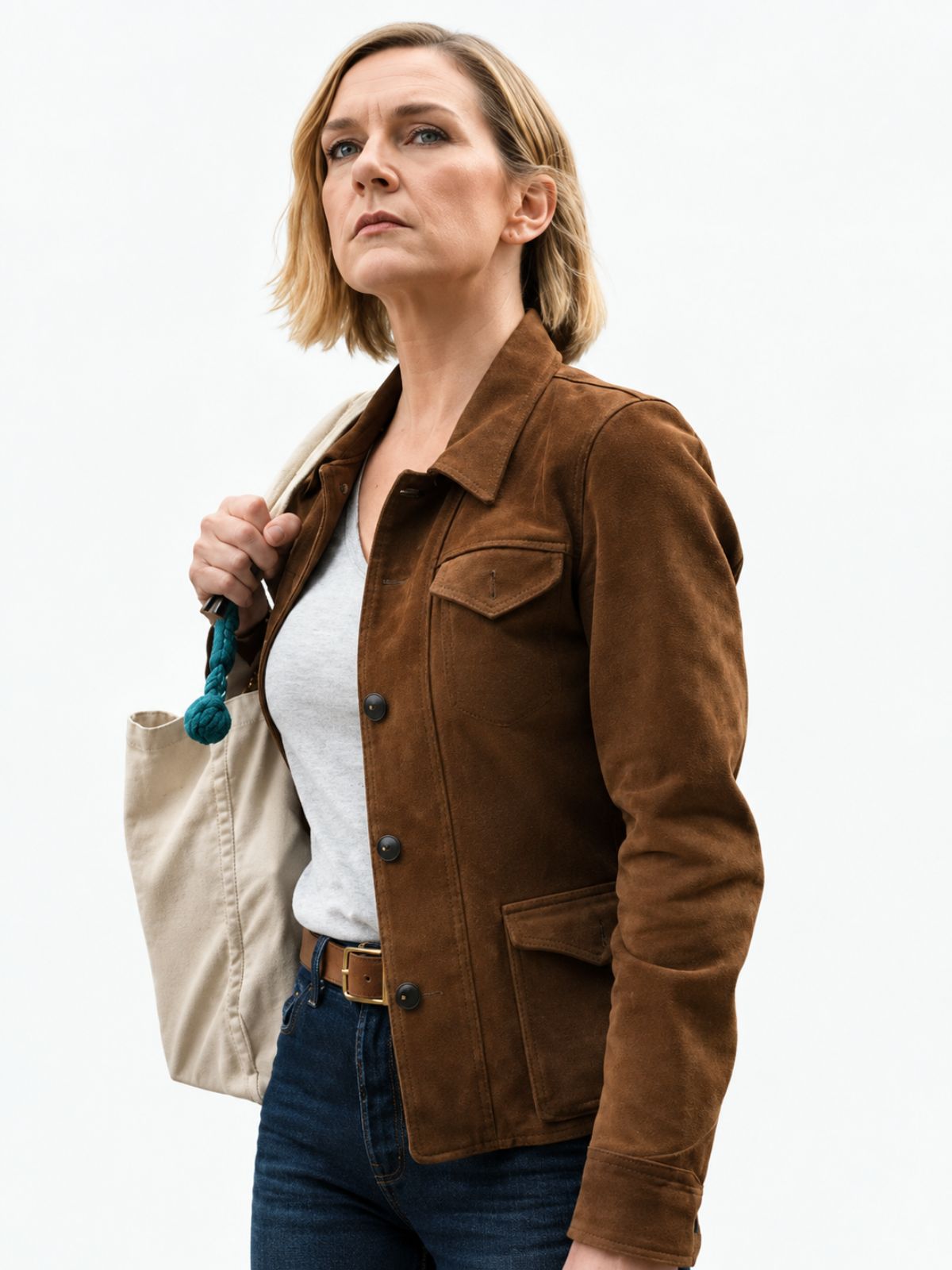 Stick Rhea Seehorn Brown Suede Leather Jacket