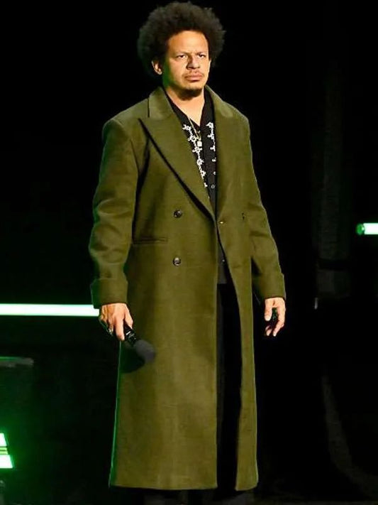 Street Fighter Eric André Green Wool Trench Coat