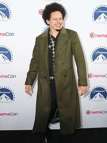 Street Fighter Eric André Green Wool Trench Coat