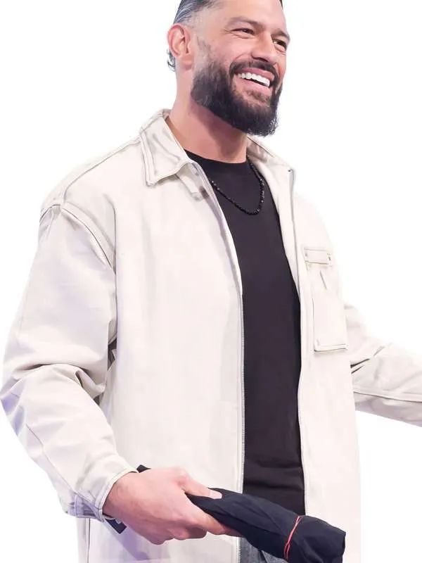 Street Fighters Event Roman Reigns White Cotton Jacket