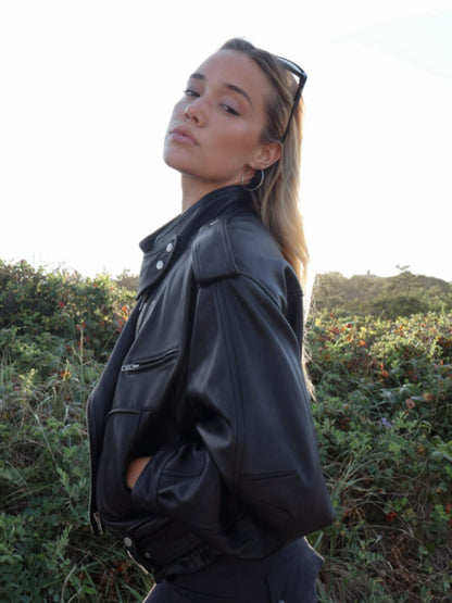 Sundown Olivia Ponton Black Oversized Leather Jacket