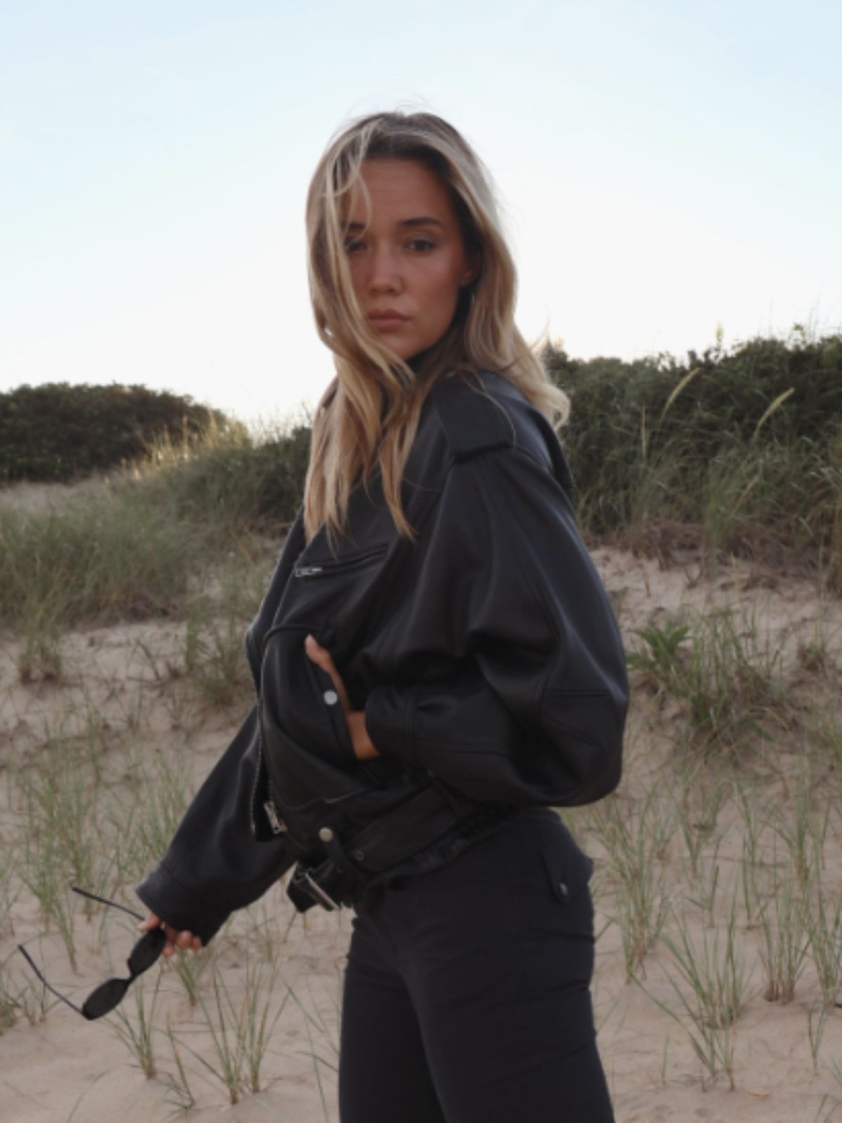 Sundown Olivia Ponton Black Oversized Leather Jacket