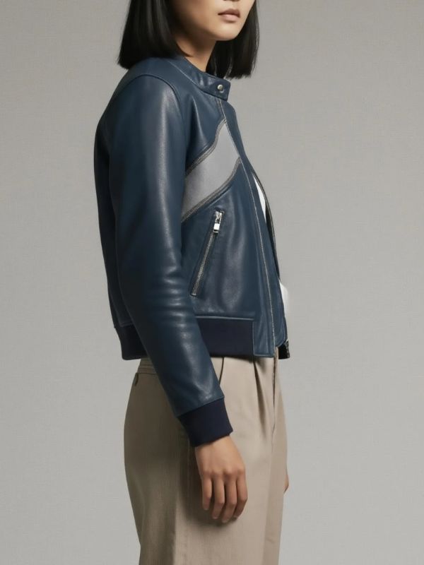 The Boys S05 Karen Fukuhara Blue Leather Cropped Jacket