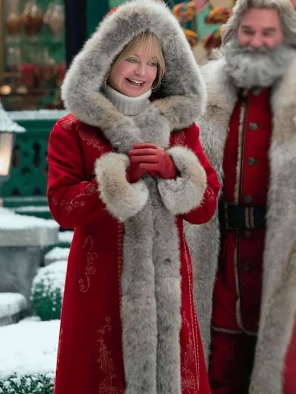 The Christmas Chronicles Goldie Hawn Red Shearling Coat