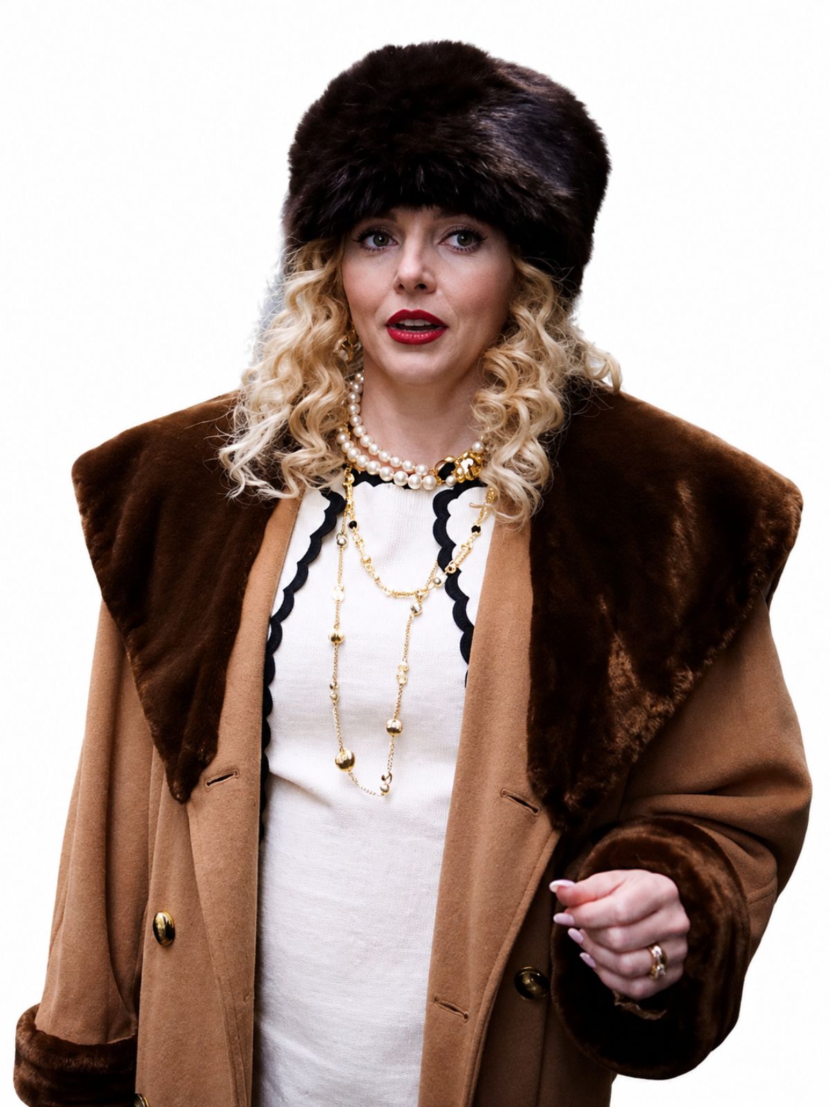 The Lady Natalie Dormer Fur Wool Coat