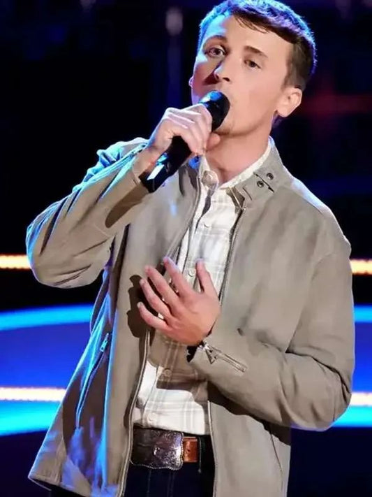 The Voice S24 Dylan Carter Gray Suede Jacket