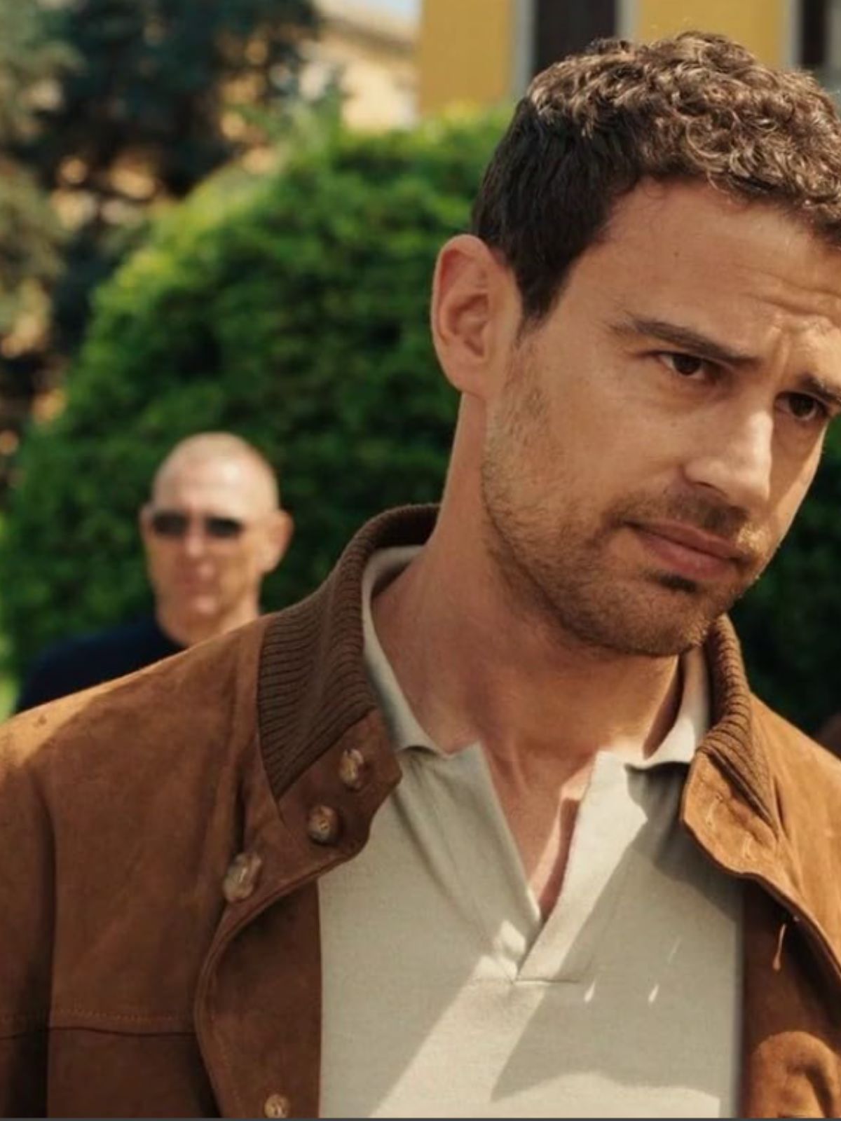 Theo James The Gentlemen Brown Suede Leather Bomber Jacket