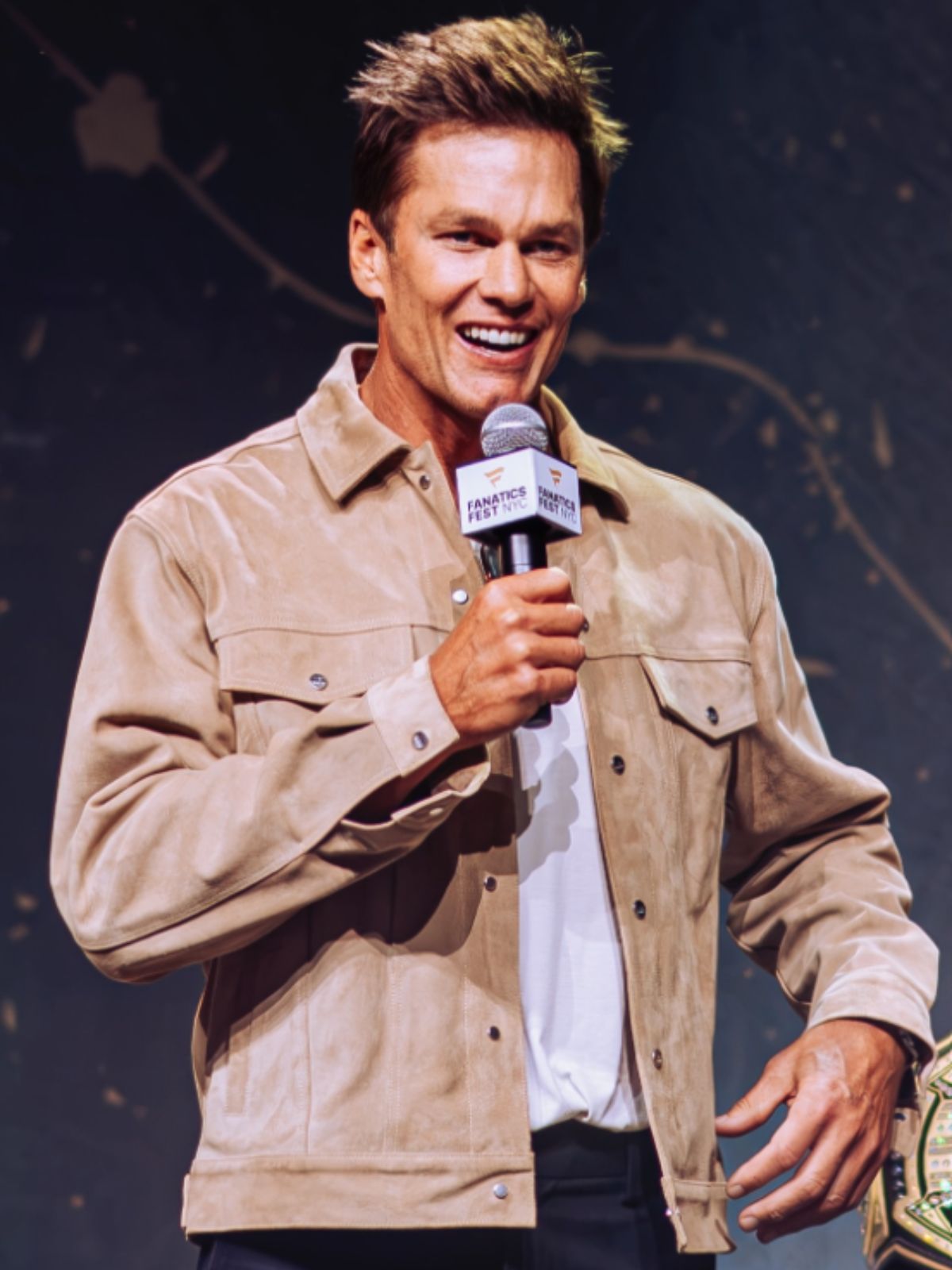 Tom Brady Fanatics Fest Beige Suede Leather Jacket