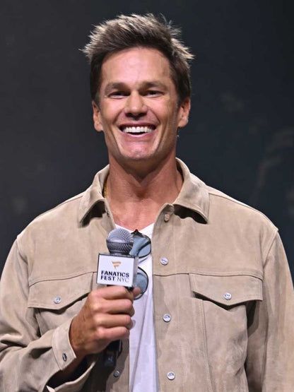 Tom Brady Fanatics Fest Beige Suede Leather Jacket