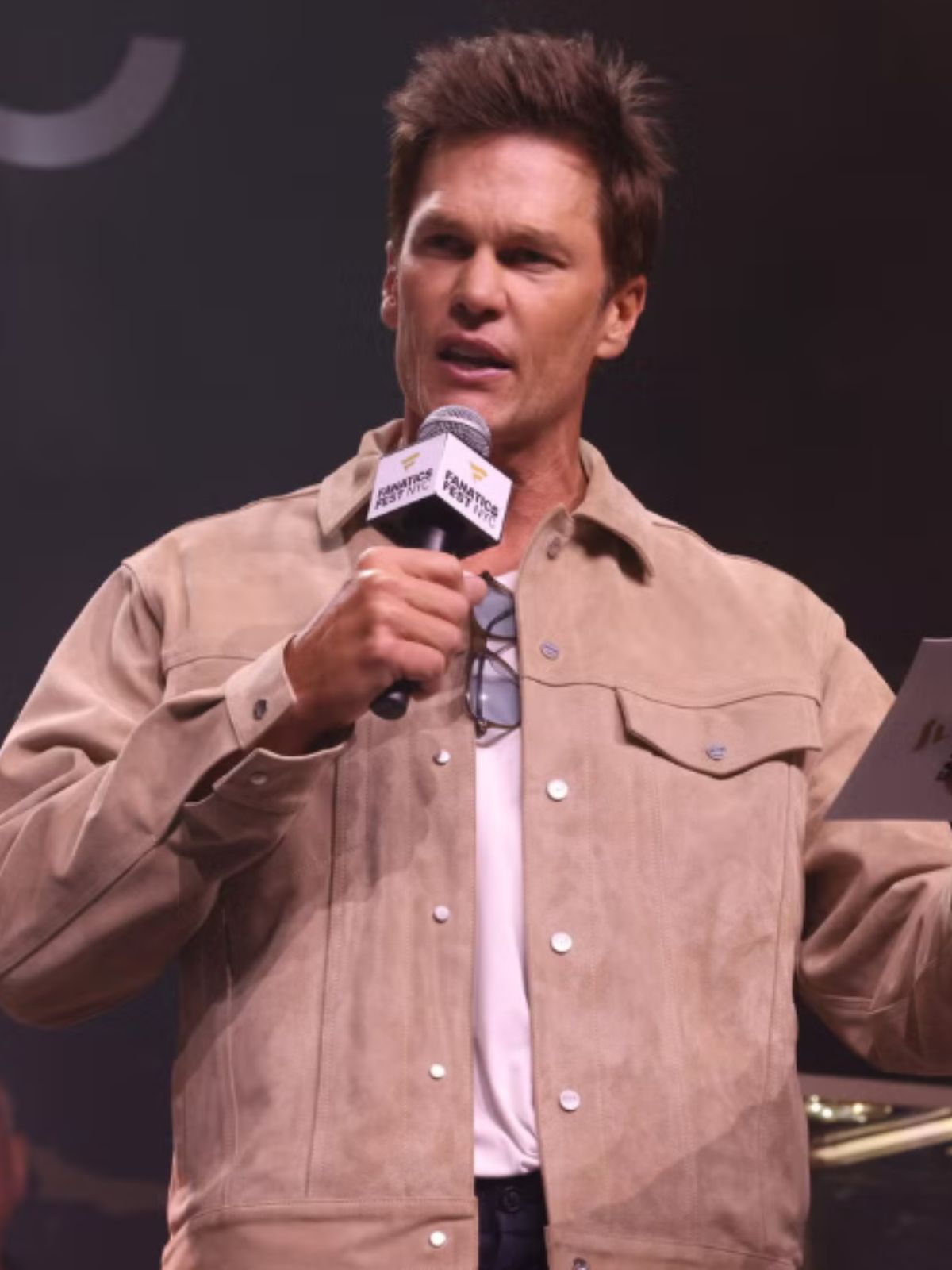Tom Brady Fanatics Fest Beige Suede Leather Jacket
