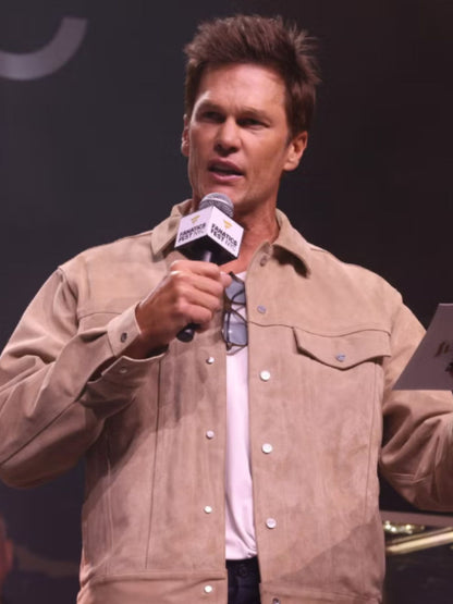 Tom Brady Fanatics Fest Beige Suede Leather Jacket