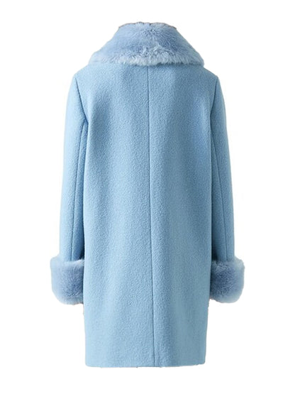 Too Much Megan Stalter Blue Wool Coat