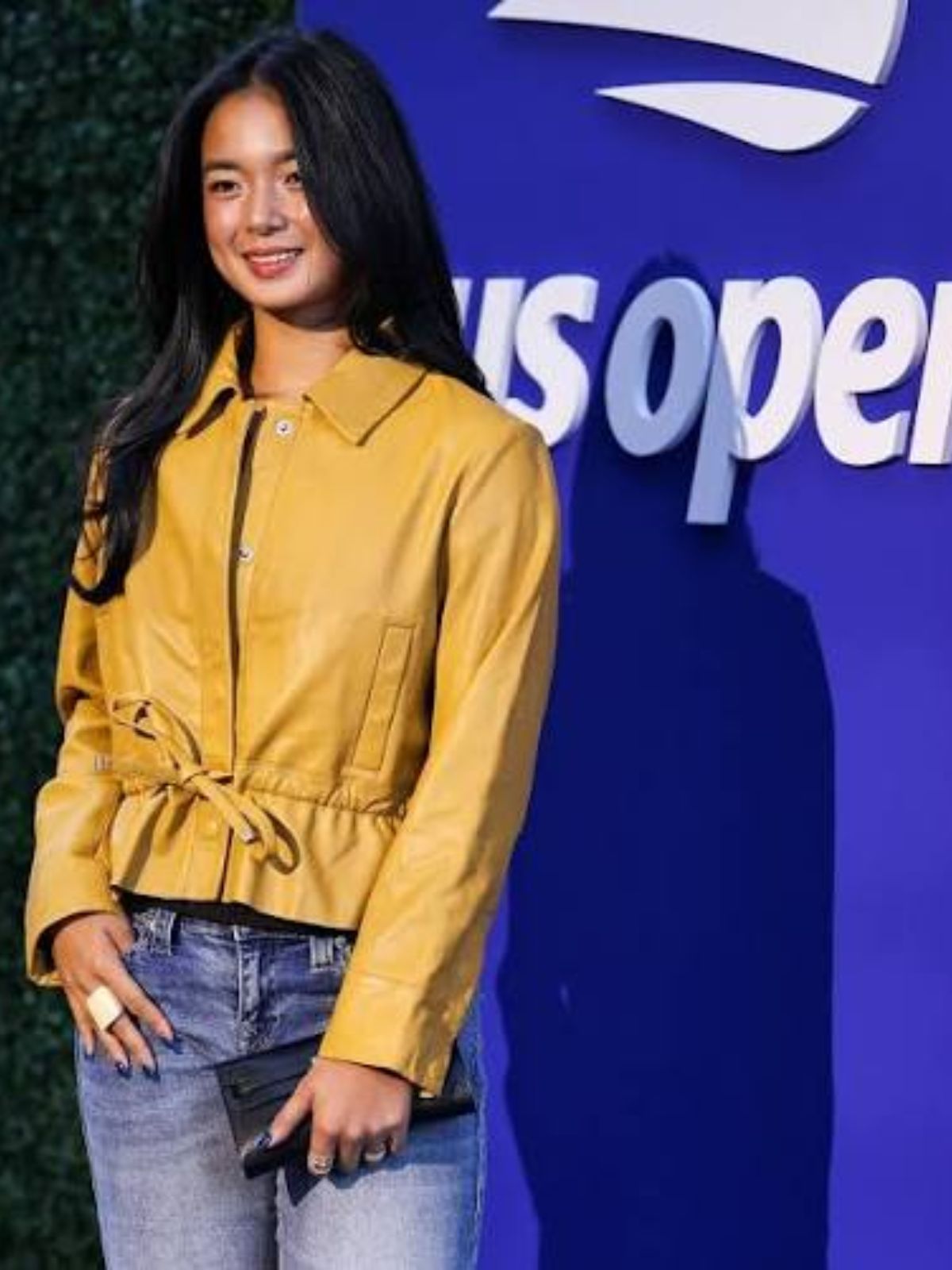 US Open Championships Alex Eala Mustard Leather Jacket