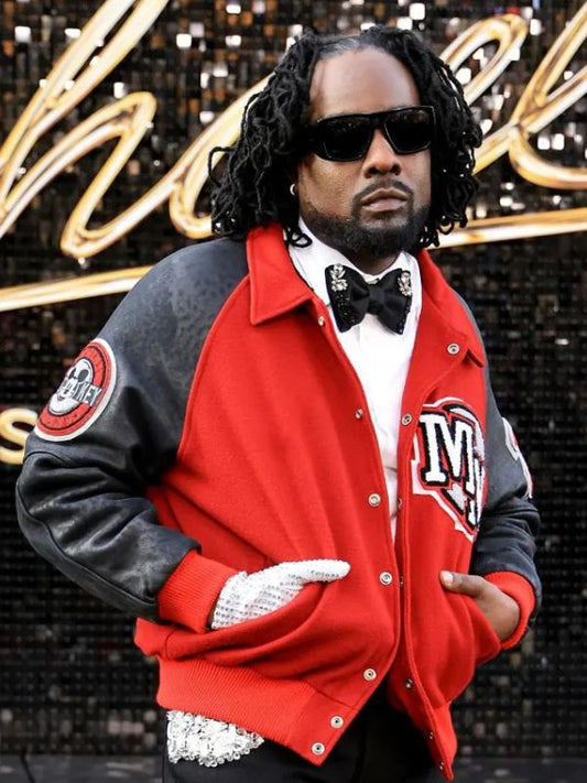 Wale Michael Red and Black Varsity Jacket