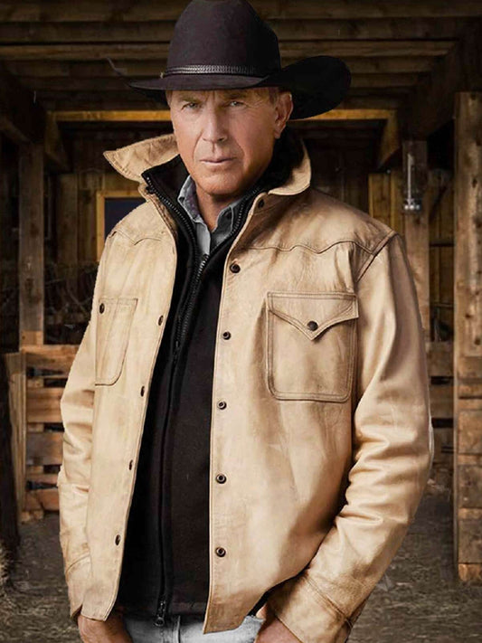 Yellowstone SO5 John Dutton Cream White Cotton Jacket