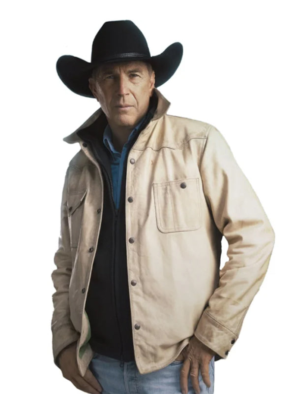 Yellowstone SO5 John Dutton Cream White Cotton Jacket