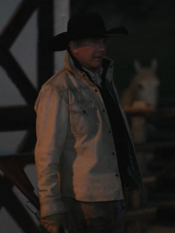 Yellowstone SO5 John Dutton Cream White Cotton Jacket