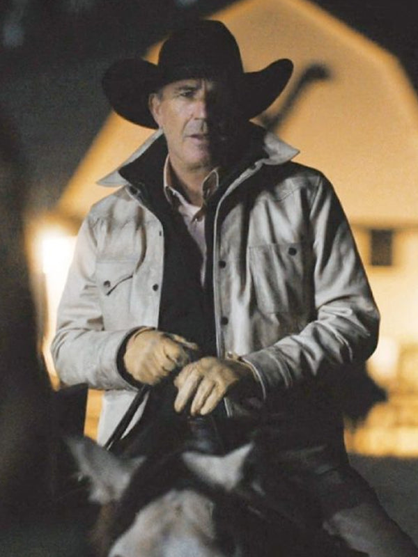 Yellowstone SO5 John Dutton Cream White Cotton Jacket